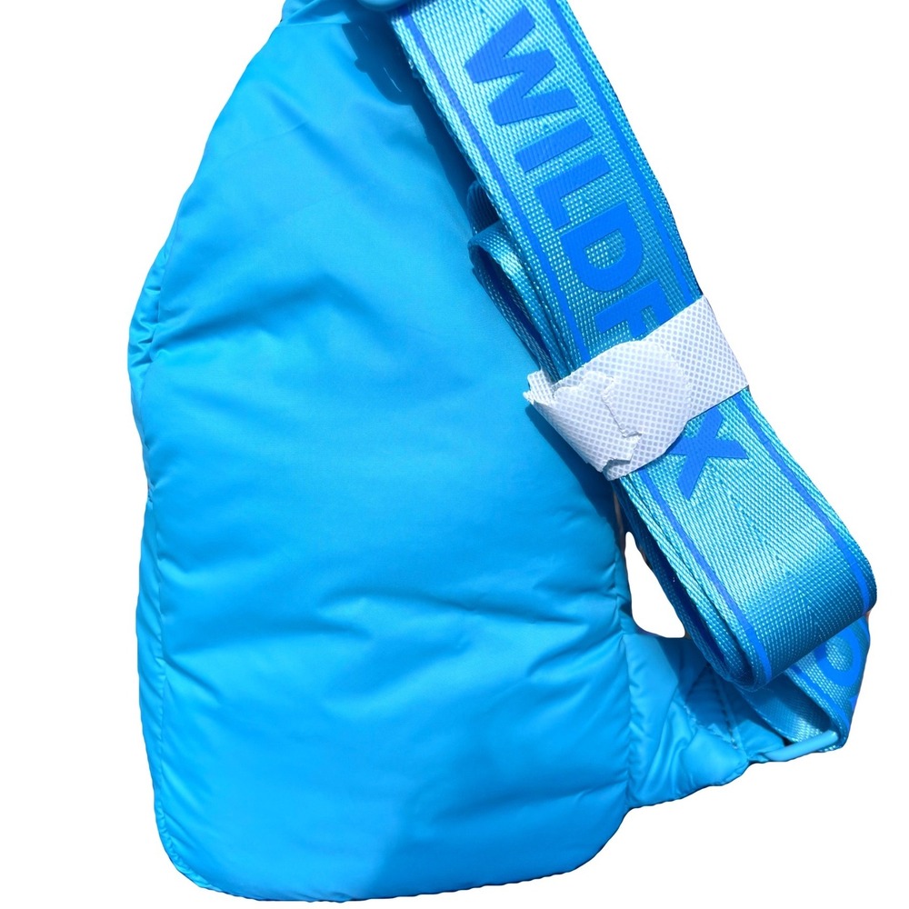 Wildfox Logo Strap Sling Bag Blue Quilted Crossbody Backpack NWT W441-234-002SC - Picture 3 of 5